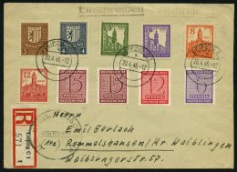 WEST-SACHSEN 156-61x BRIEF, 1946, Abschiedsserie, Ohne Wz., Mit 4 Werten Zusatzfrankatur (u.a. 2x Mi.Nr. 133Ya) Auf &uum - Otros & Sin Clasificación