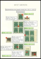 WEST-SACHSEN 124/5Y **, 1945, Musterschau, Wz. 1Y, 13 Verschiedene Plattenfehler, Beschriftet Auf Seiten, Pracht - Other & Unclassified