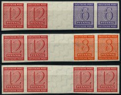 WEST-SACHSEN W Zd 5-12 **, 1945, Ziffer, 3 Waagerechte Zusammendrucke, Pracht. Mi. 180.- - Otros & Sin Clasificación