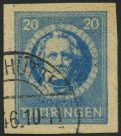 THÜRINGEN 98BXp2 O, 1945, 20 Pf. Preußischblau, Ungezähnt, Vollgummierung, Dickes Papier, Fallende Papie - Autres & Non Classés