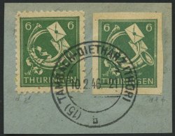 THÜRINGEN 95AXdtU BrfStk, 1945, 6 Pf. Schwärzlichopalgrün, Vollgummierung, Gelblichgraues Papier, Ungez&a - Other & Unclassified
