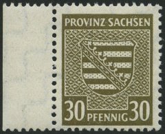 PROVINZ SACHSEN 83Xb **, 1945, 30 Pf. Bräunlicholiv, Wz. 1X, Pracht, Gepr. Ströh, Mi. 80.- - Altri & Non Classificati