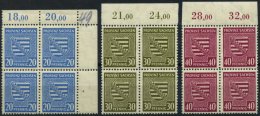 PROVINZ SACHSEN 81,83/4Y VB **, 1945, 20 Pf. Hellblau, 30 Pf. Oliv Und 40 Pf. Dunkelpurpur, Wz. 1Y, Je Im Viererblock Vo - Other & Unclassified