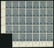 PROVINZ SACHSEN 73Yy **, 1945, 1 Pf. Schwärzlichgrünlichblau, Wz. 1Y, Fluoreszierende Gummierung, 34x Im Bogen - Andere & Zonder Classificatie