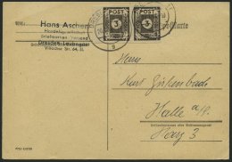 OST-SACHSEN 51atxII BRIEF, 1945, 3 Pf. Schwarzbraun, Type II, Im Waagerechten Randpaar Mit Type I Auf Postkarte Von DRES - Otros & Sin Clasificación