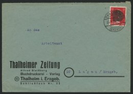 SÄCHSISCHE SCHWÄRZUNGEN AP 827I BRIEF, THALHEIM (ERZGEBIRGE), 12 Pf. Rot Auf Brief, Pracht - Otros & Sin Clasificación