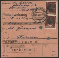 SÄCHSISCHE SCHWÄRZUNGEN AP 789I Paar BRIEF, FRANKENBERG, 15 Pf. Im Senkrechten Paar Auf Postanweisung, Pracht - Otros & Sin Clasificación