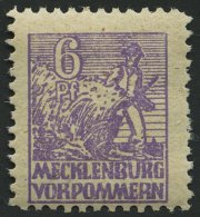 MECKLENBURG-VORPOMMERN 33ye **, 1946, 6 Pf. Grauviolett, Graues Papier, Mit Rückseitigem Abklatsch, Pracht, Gepr. K - Other & Unclassified