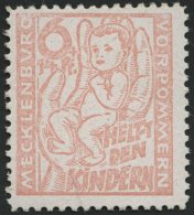 MECKLENBURG-VORPOMMERN 26b **, 1945, 6 Pf. Hellrötlichorange Kinderhilfe, Pracht, Gepr. Kramp, Mi. 160.- - Other & Unclassified