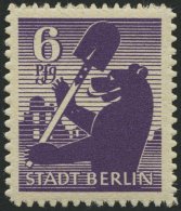 BERLIN UND BRANDENBURG 2Bb **, 1945, 6 Pf. Dunkelgrauviolett, Durchstochen, Pracht, Kurzbefund Ströh, Mi. 600.- - Autres & Non Classés