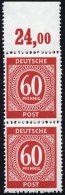 ALLIIERTE BES. 933dPOR **, 1946, 60 Pf. Schwärzlichrosa, Oberrandstück, Plattendruck, Durchgezähnt, Prach - Other & Unclassified