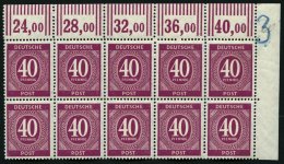 ALLIIERTE BES. 929WOR **, 1946, 40 Pf. Karminlila, Walzendruck, Im 12er Block Aus Der Rechten Oberen Bogenecke, Pracht, - Other & Unclassified