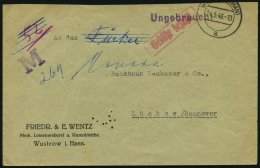 ALL. BES. GEBÜHR BEZAHLT WUSTROW (HAN), 24.5.46, Roter R1 Gebühr Bezahlt, L1 Ungebraucht, Auf Brief An Ein Ban - Other & Unclassified