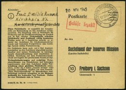 ALL. BES. GEBÜHR BEZAHLT KIRCHHAIN (NIEDERLAUSITZ), 17.11.45, Roter R1 Gebühr Bezahlt, Suchdienstkarte, Feinst - Otros & Sin Clasificación