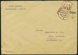 ALL. BES. GEBÜHR BEZAHLT IDAR-OBERSTEIN, 12.5.47, Roter R3 Gebühr Bezahlt/ Taxe Percue/Pf, Handschriftlich 75 - Other & Unclassified