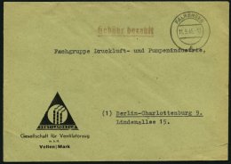 ALL. BES. GEBÜHR BEZAHLT FALKENSEE, 11.9.45, Roter Unterstrichener L1 Gebühr Bezahlt Auf Firmenbrief, Feinst - Other & Unclassified