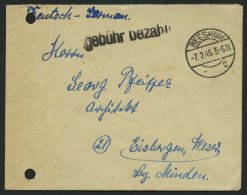 ALL. BES. GEBÜHR BEZAHLT BEESKOW, 7.2.46, L1 Gebühr Bezahlt, Gelocht, Sonst Prachtbrief - Otros & Sin Clasificación