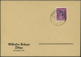 LÖBAU 1 BRIEF, 1945, 6 Pf. Hitler Mit Blauviolettem Echten Aufdruck Auf Bräuer-Blancokarte, Stempel LÖBAU - Postes Privées & Locales