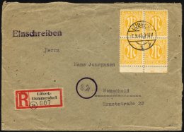 HAMBURG 2 BRIEF, 1945, R-Zettel Lübeck-Dummersdorf Als 30 Pf.-Marke Verwendet, Brief Mit Viererblock 6 Pf. AM-Post - Private & Local Mails