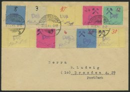 GROSSRÄSCHEN 3S,6S,10S BRIEF, 1946, 5, 10 Und 30 Pf. Gebührenmarken Aus Streifen Mit Zusatzfrankatur Auf Umsch - Posta Privata & Locale