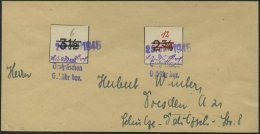 GROSSRÄSCHEN-VORLÄUFER V 22IU,V 26U BRIEF, 1945, 6 Pf. Wertziffer Schwarz Statt Rot, Ungezähnt, Mit 12 Pf - Private & Lokale Post