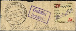 GROSSRÄSCHEN-VORLÄUFER V 11b BrfStk, 1945, 15 Pf. Zollformular, Zwei Wertangaben, Formblatt Vom Empfänger - Correos Privados & Locales