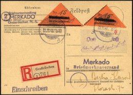 GROSSRÄSCHEN-VORLÄUFER V 2AI BRIEF, 1945, 15 Pf. Schwarz Auf Bräunlichrot, Nachnahme In Antiqua, 2x Mit Z - Postes Privées & Locales