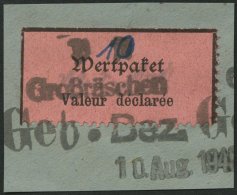 GROSSRÄSCHEN-VORLÄUFER V 1 BrfStk, 1945, 10 Pf. Wertpaket, Prachtbriefstück, Gepr. Sturm, Mi. (650.-) - Private & Lokale Post