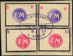 FREDERSDORF Sp 246-49 BrfStk, 1945, 5 - 12 Pf., Rahmengröße 38x28 Mm, Kleine Wertziffern, Auf Briefstück - Posta Privata & Locale