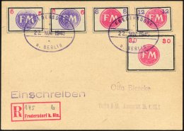 FREDERSDORF Sp231-34,50 BRIEF, 1945, 5 - 12 Pf., Rahmengröße 28x19 Mm Und 30 Pf., Rahmengröße 38x2 - Postes Privées & Locales