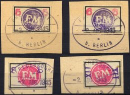 FREDERSDORF Sp 226-29 BrfStk, 1945, 5 - XII Pf., Rahmengröße 28x19 Mm, Große Wertziffern, Mit Stempeln - Posta Privata & Locale