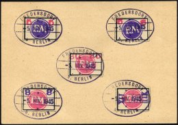 FREDERSDORF Sp 226-30 BrfStk, 1945, 5 - 30 Pf., Rahmengröße 28x19 Mm, Große Wertziffern, XII Pf. Eine R - Posta Privata & Locale