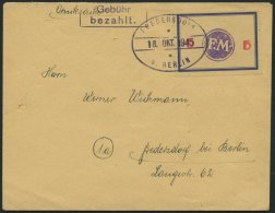 FREDERSDORF Sp 170F BRIEF, 1945, 5 Pf., Rahmengröße 43x31.5 Mm, Große Wertziffer, Mit Abart Wertziffern - Private & Lokale Post