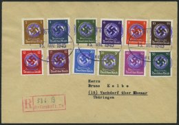 FREDERSDORF FD BRIEF, 1945, Behördendienstmarken (Mi.Nr. FD 132/3, 168-77) Auf Einschreibbrief, Pracht, Jeder Wert - Private & Local Mails