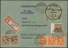 BAD NAUHEIM A 2 BRIEF, 1946, 54 Pf. Schwarz/violett Auf Einschreibbrief Mit 54 Pf. AM-Post, Pracht, Mi. (650.-) - Correos Privados & Locales