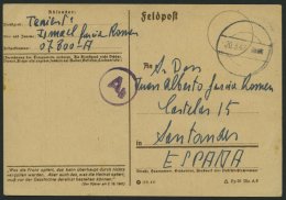 FELDPOST II. WK BELEGE 20.3.1943, Feldpostkarte Der Blauen Division, Mit Tarn- Und Zensurstempel Ab, FP-Nummer 07800, Na - Ocupación 1938 – 45