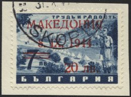 MAKEDONIEN 7IX BrfStk, 1944, 20 Auf 7 L. Schwarzblau Mit Abart Offenes O In Makedonia, Prachtbriefstück, Gepr. Brun - Occupation 1938-45