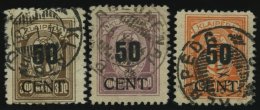 MEMELGEBIET 198-200 O, 1923, 50 C. Auf 300 M. - 50 C. Auf 500 M., 3 Werte Feinst/Pracht, Kurzbefund Huylmans, Mi. 75.- - Memel (Klaipeda) 1923