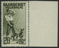 SAARGEBIET 104III **, 1926, 20 Pf. Volkshilfe Mit Abart Apostroph Zwischen L Und K In Volkshilfe Retuschiert (weiß - Otros & Sin Clasificación