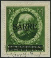 SAARGEBIET 31 BrfStk, 1920, 10 M. Bayern-Sarre, Prachtbriefstück, Gepr. Burger, Mi. (320.-) - Autres & Non Classés