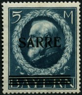SAARGEBIET 30 *, 1920, 5 M. Bayern-Sarre, Pracht, Gepr. Burger, Mi. 1000.- - Andere & Zonder Classificatie