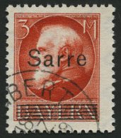 SAARGEBIET 29 O, 1920, 3 M. Bayern-Sarre, Pracht, Kurzbefund Braun, Mi. 200.- - Other & Unclassified