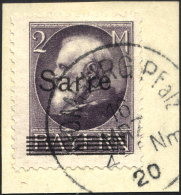 SAARGEBIET 28b BrfStk, 1920, 2 M. Schwarzgrauviolett Bayern-Sarre, Prachtbriefstück, Gepr. Burger, Mi. (170.-) - Altri & Non Classificati