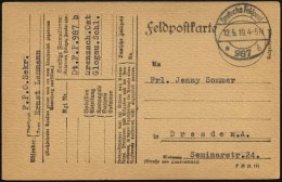 FELDPOST I.WK 1919, Feldpoststations-Stempel 987 Auf Feldpostkarte Des Grenzschutzes Ost Aus Glogau/Schlesien, Pracht - Gebruikt