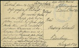 FELDPOST I.WK 1917, Feldpost-Ansichtskarte Mit Blauem K1 KAISERL. FFESTUNGSLAZARETT ZU LÜTTICH Nach Nürnberg, - Used Stamps