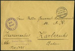 FELDPOST I.WK 1916, Heeressache Mit Briefstempel Und Violettem L2 KRANKEN-TRANSPORT-ABTLG. ARMEE-ABTEILUNG A. Nach Karls - Used Stamps