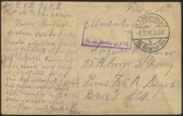 LETTLAND 1298 BRIEF, K.D. FELDPOSTEXP. 76. RESERVE DIV. B, 8.8.16, Auf Ansichtskarte (Schwefelbad In Kurland-Dorfstra&sz - Letonia