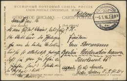 DT. FP IM BALTIKUM 1914/18 K.D. FELDPOSTEXP. DES OBERKOMMANDOS DER NJEMENARMEE - B, 5.1.16, Auf Ansichtskarte (Riga-Poly - Lettonia