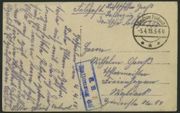 DT. FP IM BALTIKUM 1914/18 Ballonzug 68, Blauer R2, Mit Tarnstempel DEUTSCHE FELDPOST *** Auf Ansichtskarte, Pracht - Lettonia