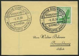 DEUTSCHE SCHIFFSPOST 1938, Großes Briefstück Mit DR 529 Und Stempel DEUTSCHE SCHIFFSPOST WALFANGFLOTTE WIKING - Marítimo